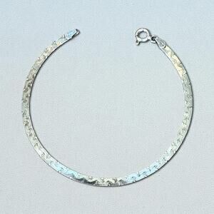 Sterling Silver Italy 925 Flat Serpentine Bracelet 3mm Link Chain 7” Long